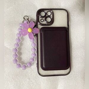 Iphone 15 transparent case with magnetic wallet